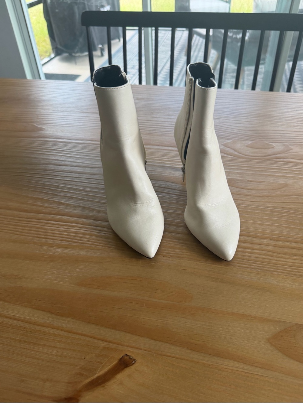 Express Cream Pointed Toe Ankle Booties